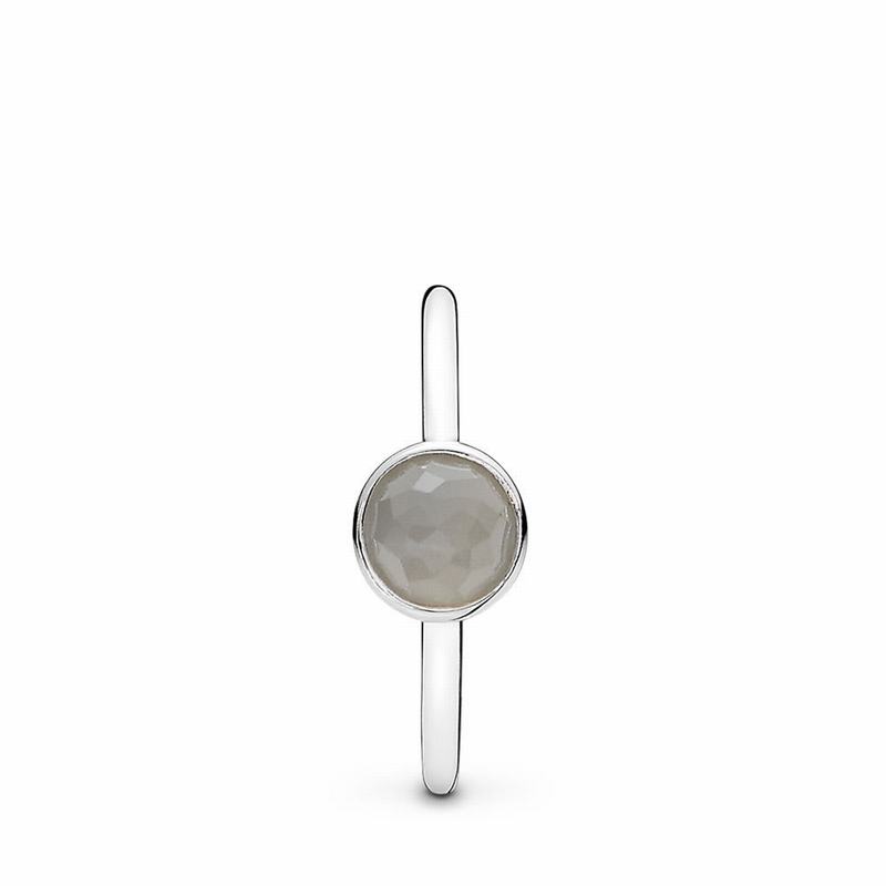 Pandora June Droplet Ring Ireland - Sterling Silver/Grey/Moonstone - 482196XPJ